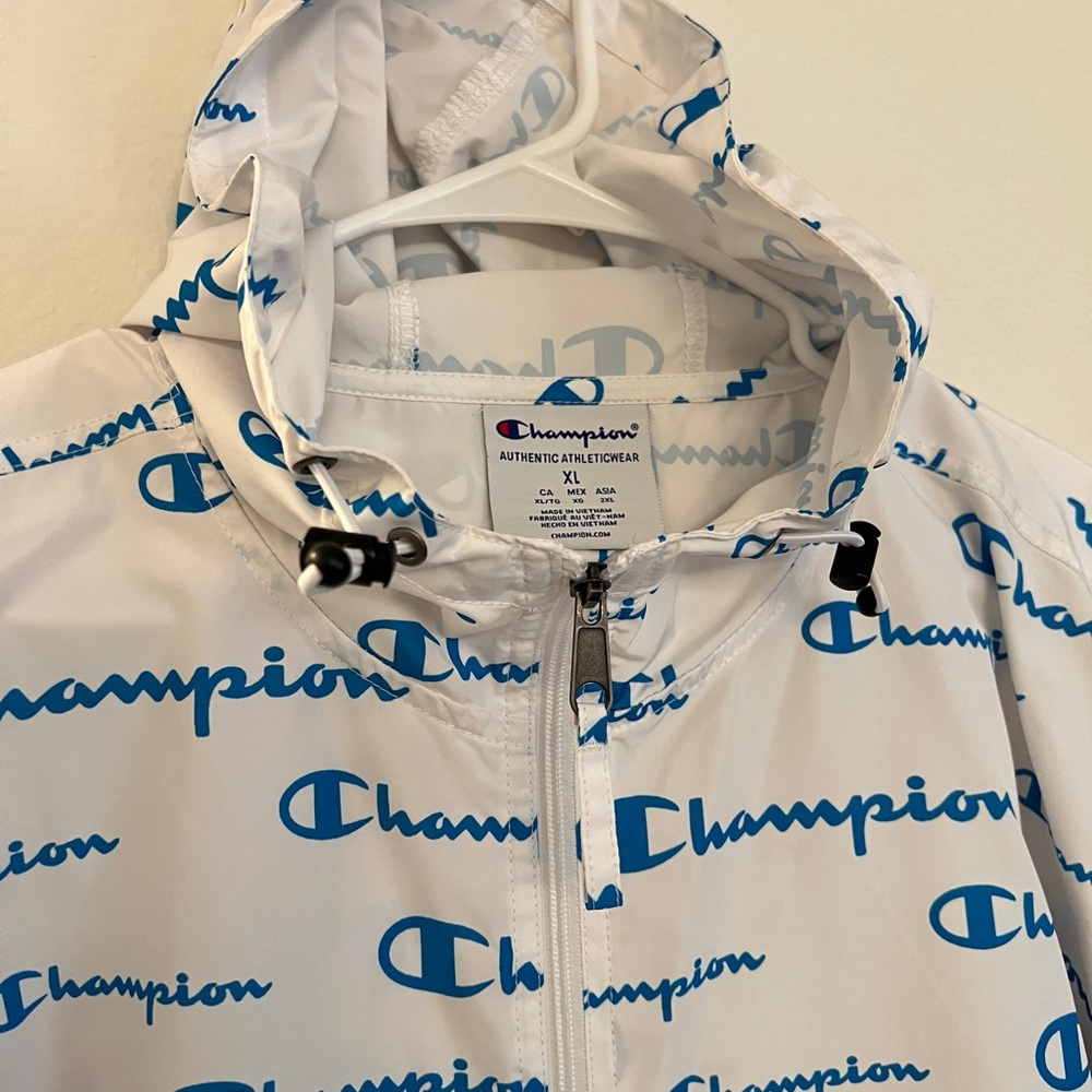 Champion Packable Allover Logo Script Windbreaker… - image 4